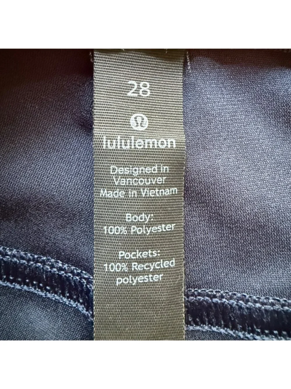 Lululemon Size 28 Navy Blue 100% Polyester 5-Pocket Mid-Rise Straight Leg Pants